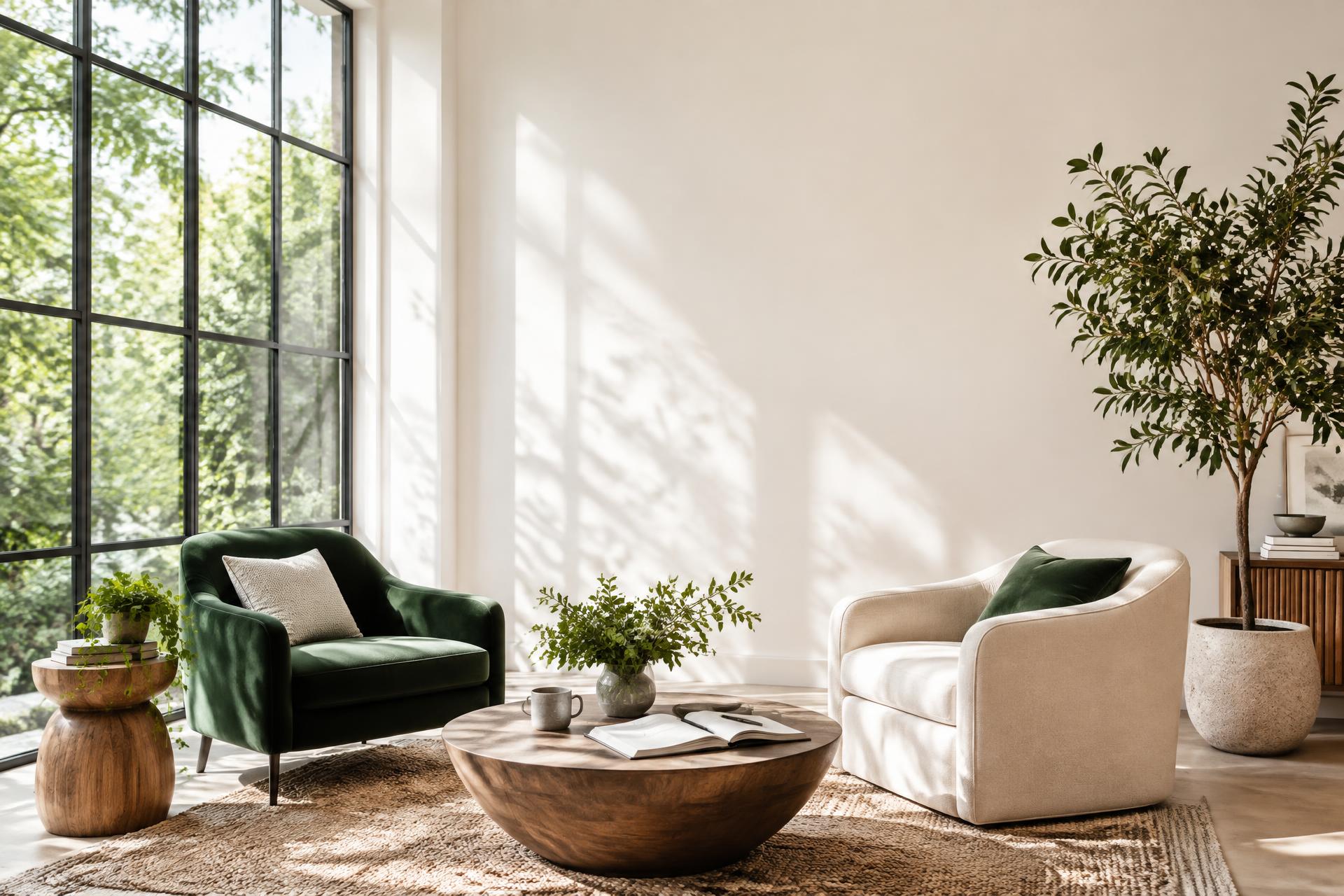 An illustrative space for reflection, with two chairs and an open journal