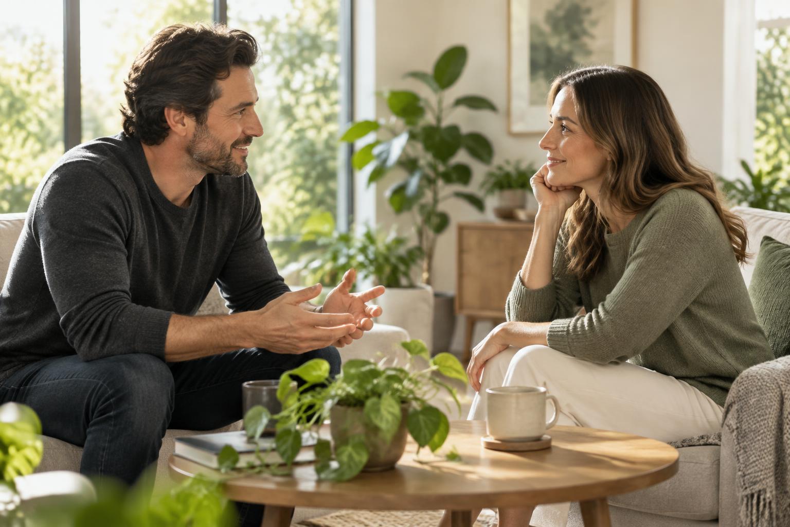 Illustrative attentive conversation between two people